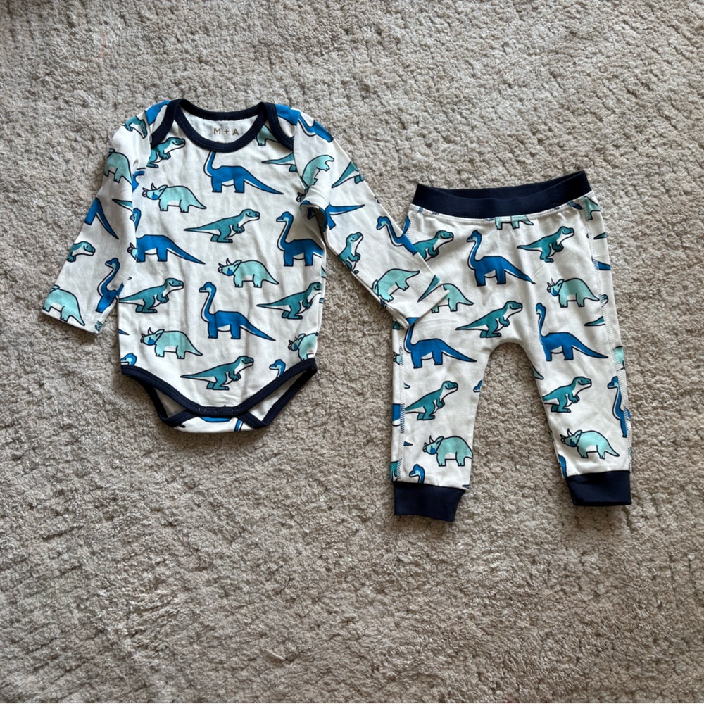 Dinosaur Adventure Kids Bodysuit Set - Blue and Green